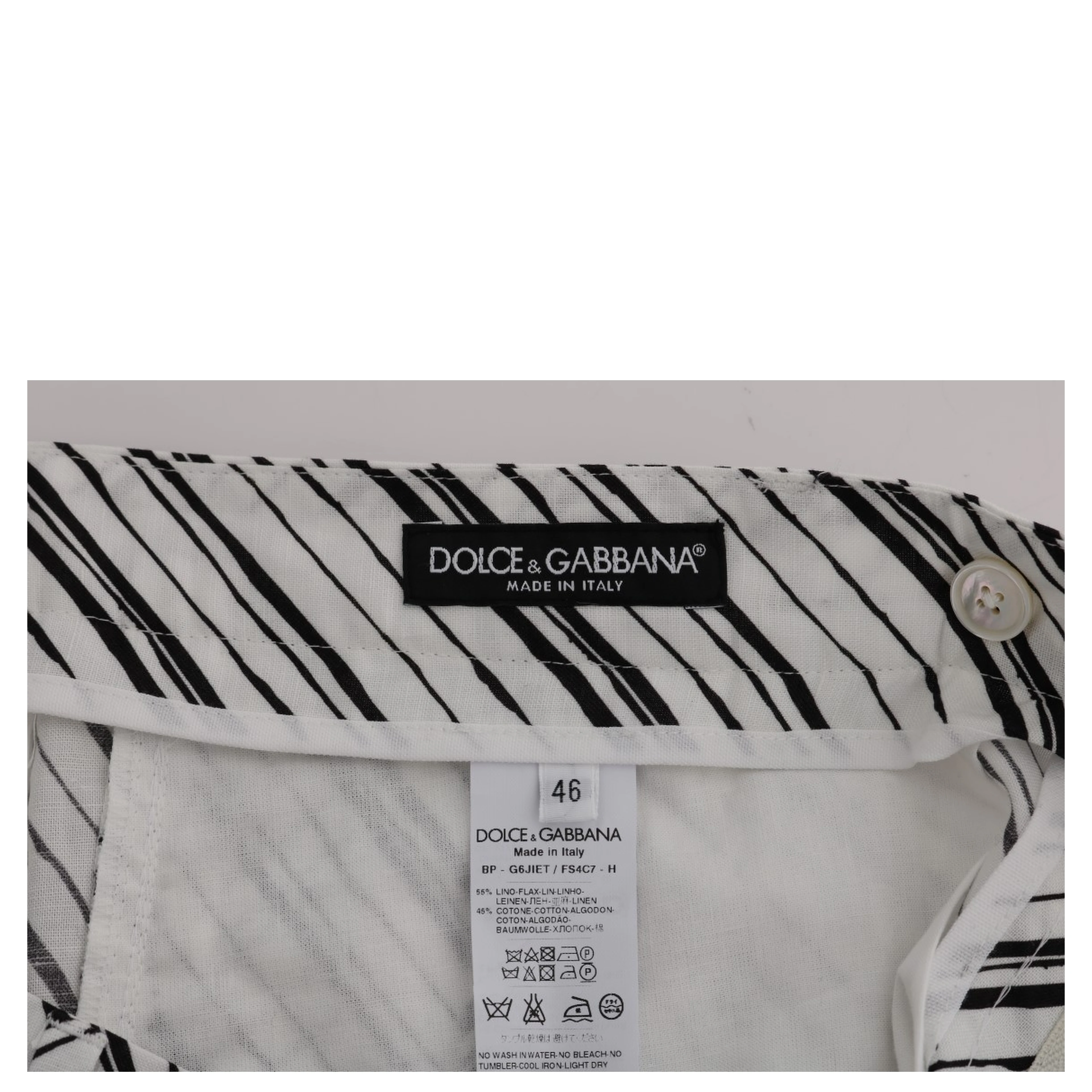 White Black Striped Casual Shorts