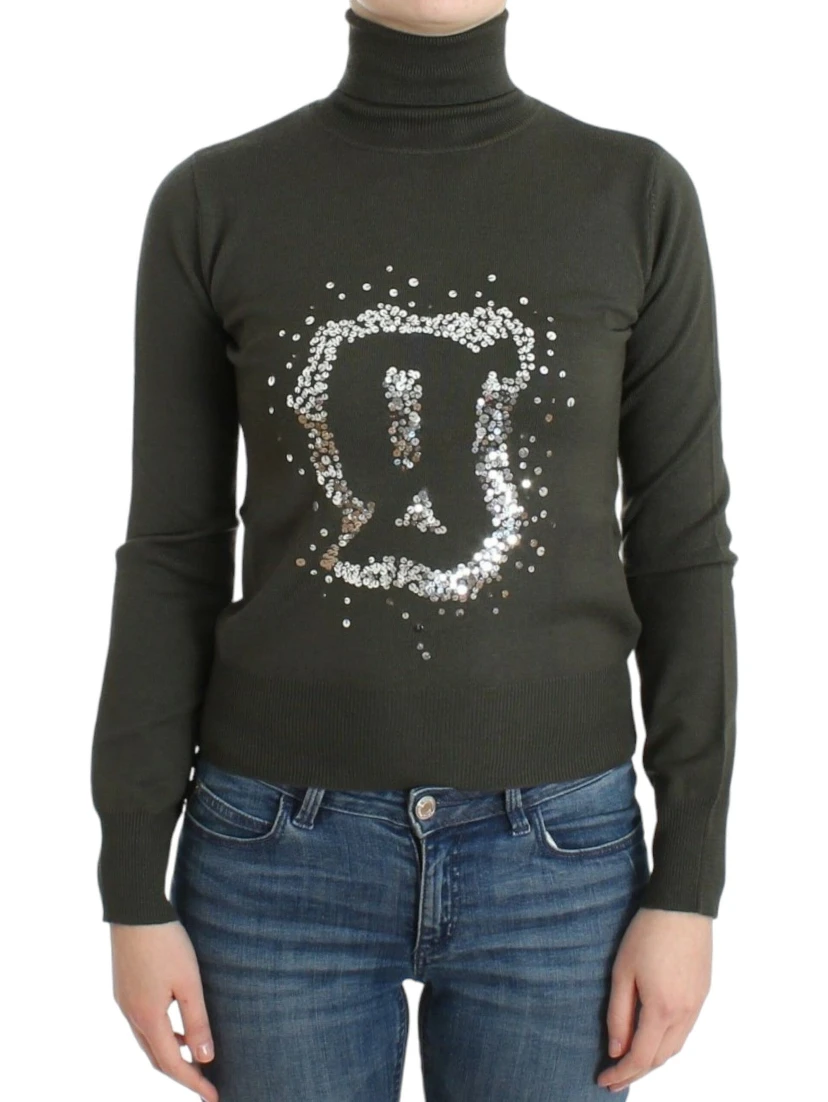 Green wool turtleneck sweater