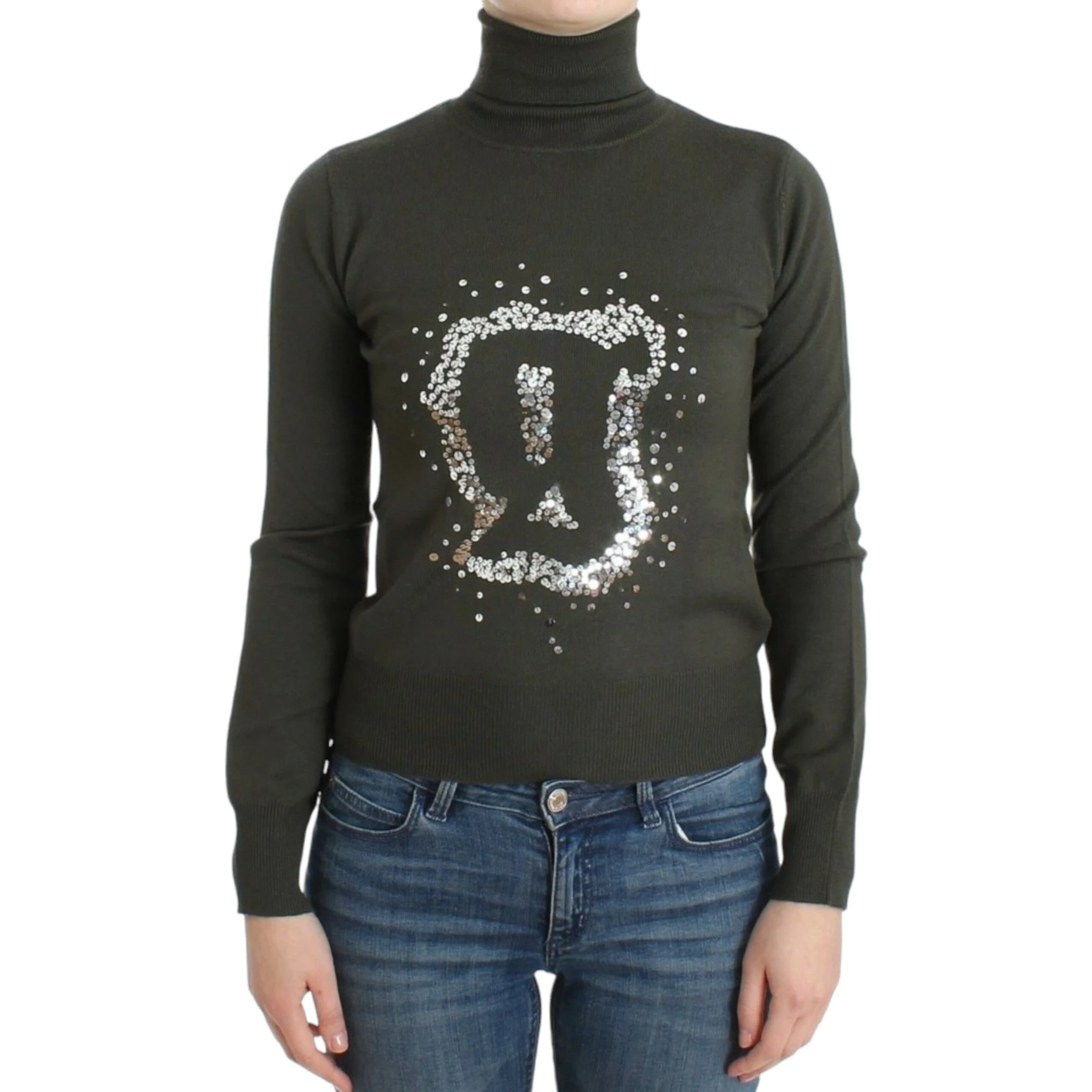 Green wool turtleneck sweater