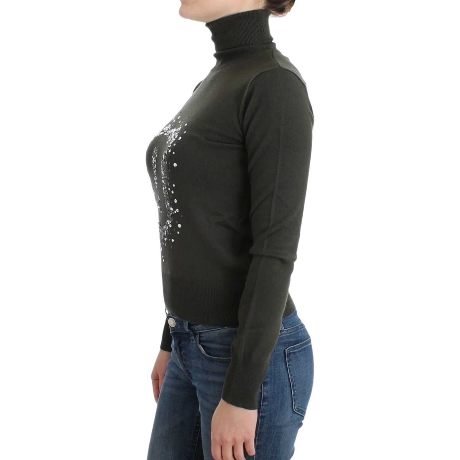 Green wool turtleneck sweater