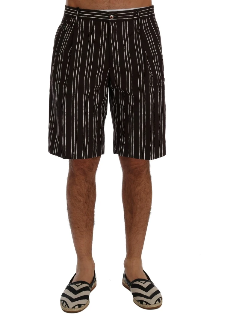 Bordeaux White Striped Hemp Casual Shorts