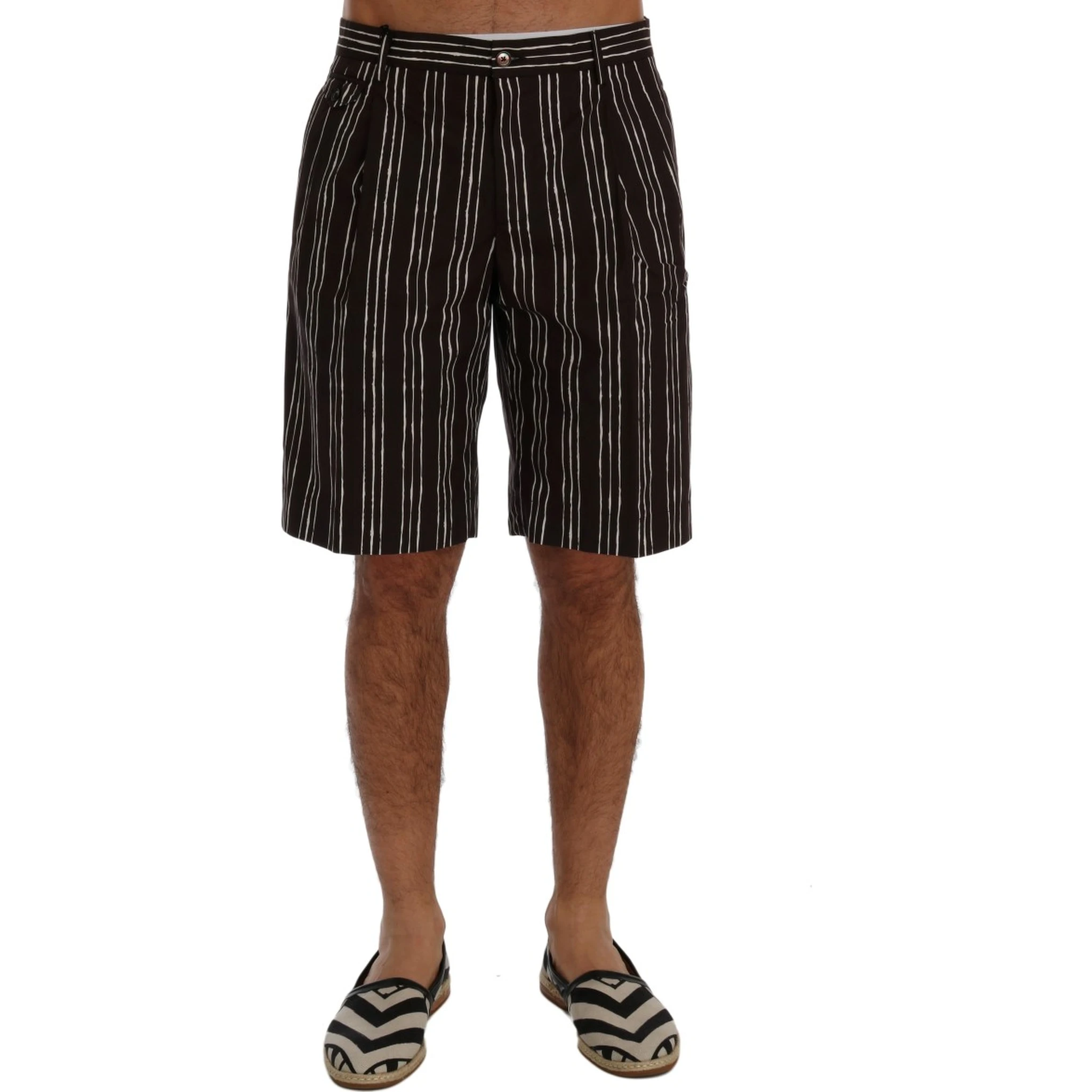 Bordeaux White Striped Hemp Casual Shorts