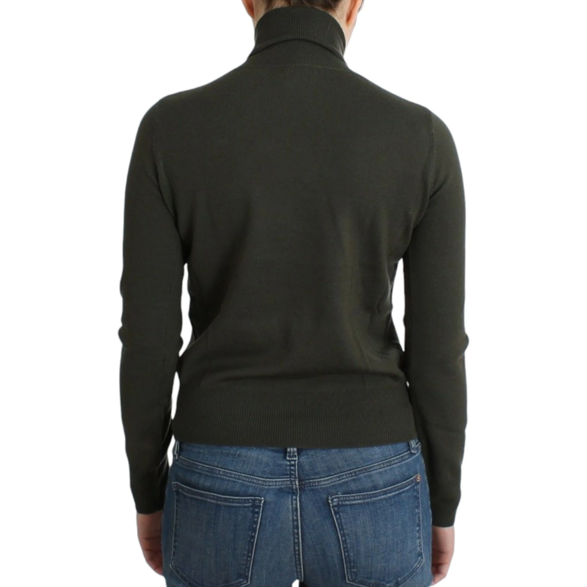 Green wool turtleneck sweater