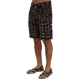 Bordeaux White Striped Hemp Casual Shorts