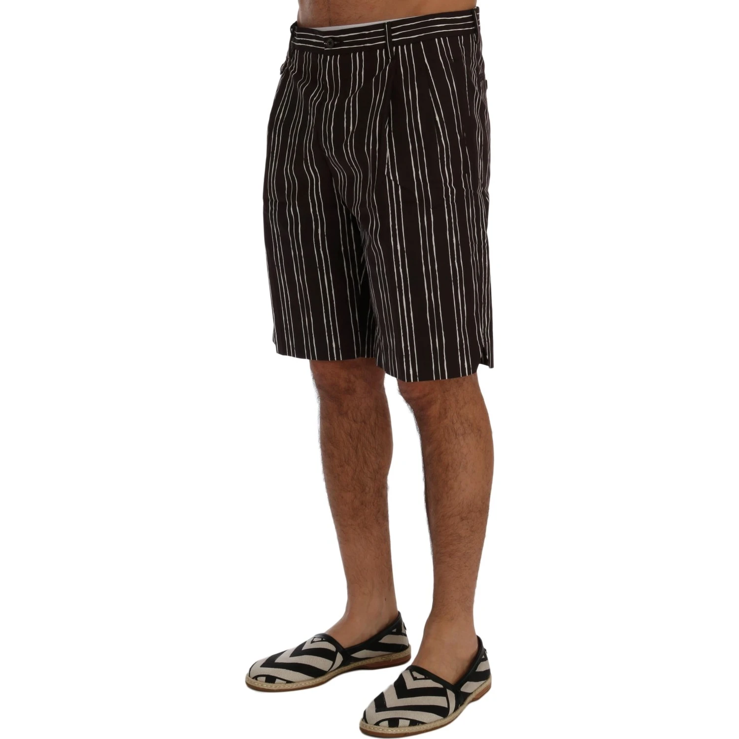 Bordeaux White Striped Hemp Casual Shorts