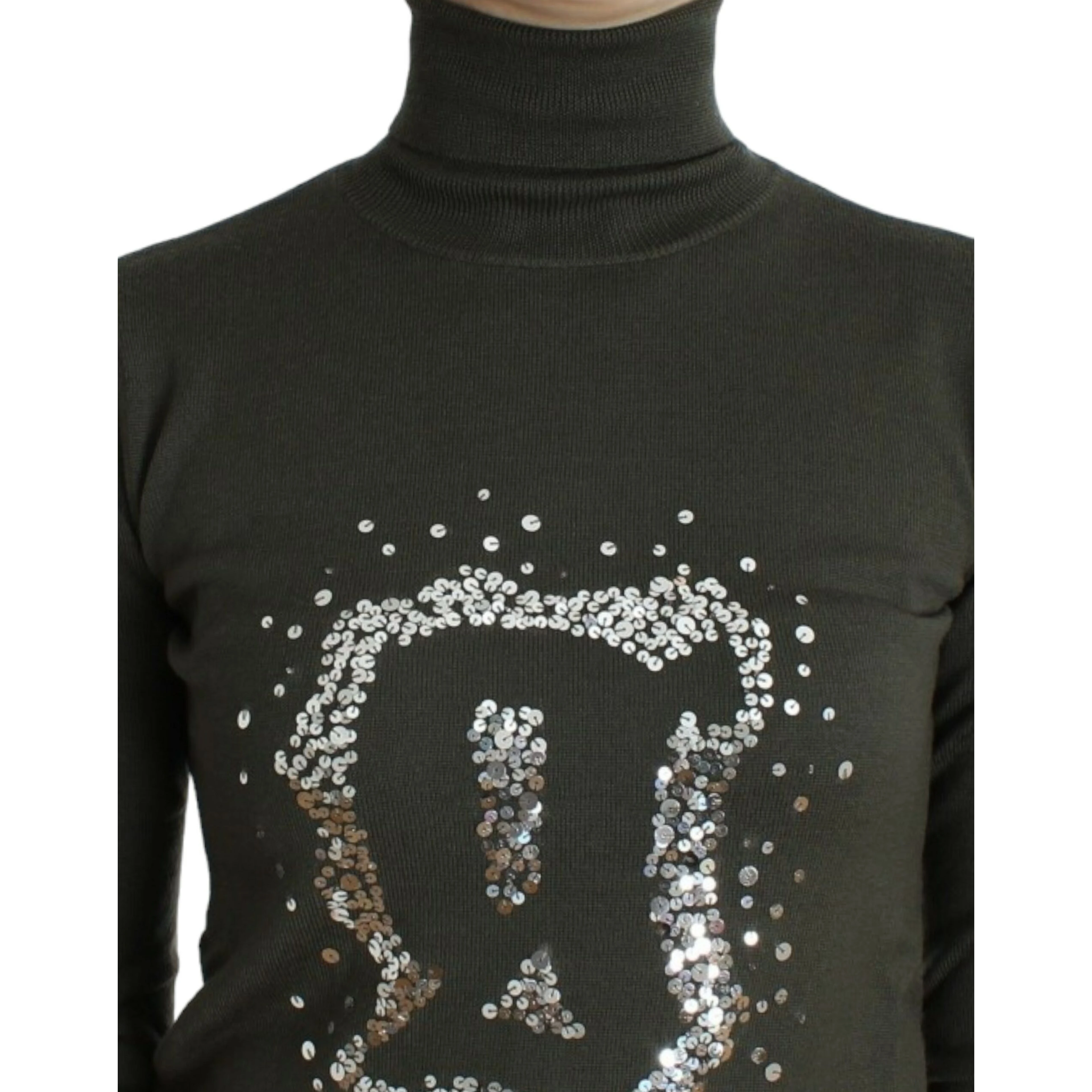 Green wool turtleneck sweater