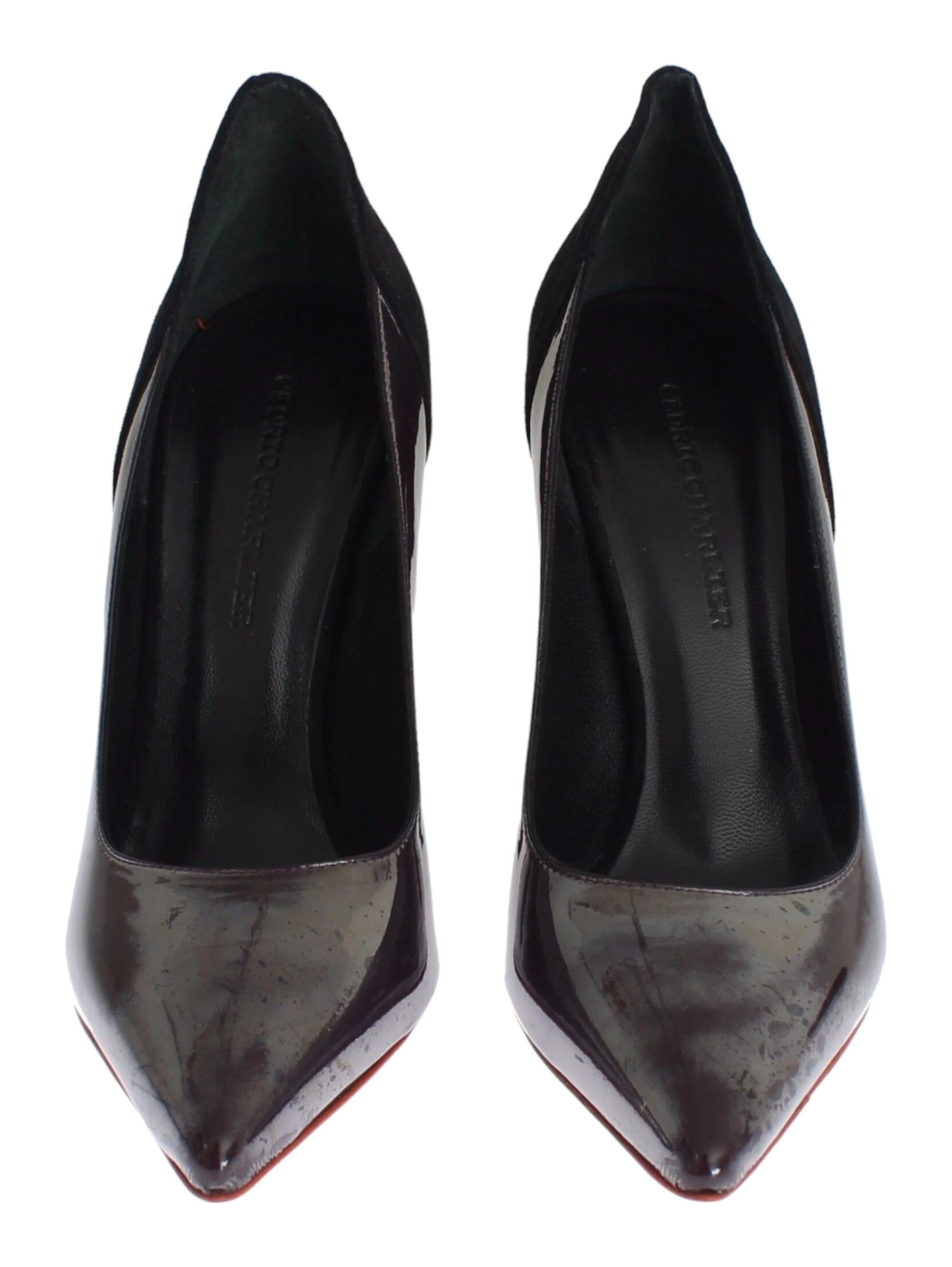 Gray Black Leather Suede Heels Pumps Shoes