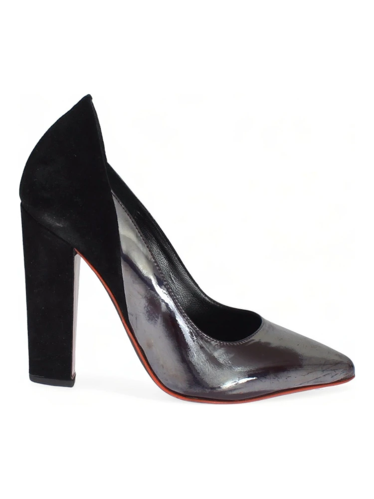 Gray Black Leather Suede Heels Pumps Shoes alternative