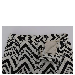 White Black Striped Cotton Linen Shorts