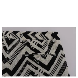 White Black Striped Cotton Linen Shorts