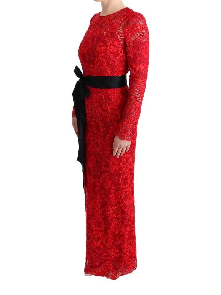Red Floral Ricamo Sheath Long Dress alternative