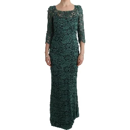 Green Floral Crystal Ricamo Sheath Dress