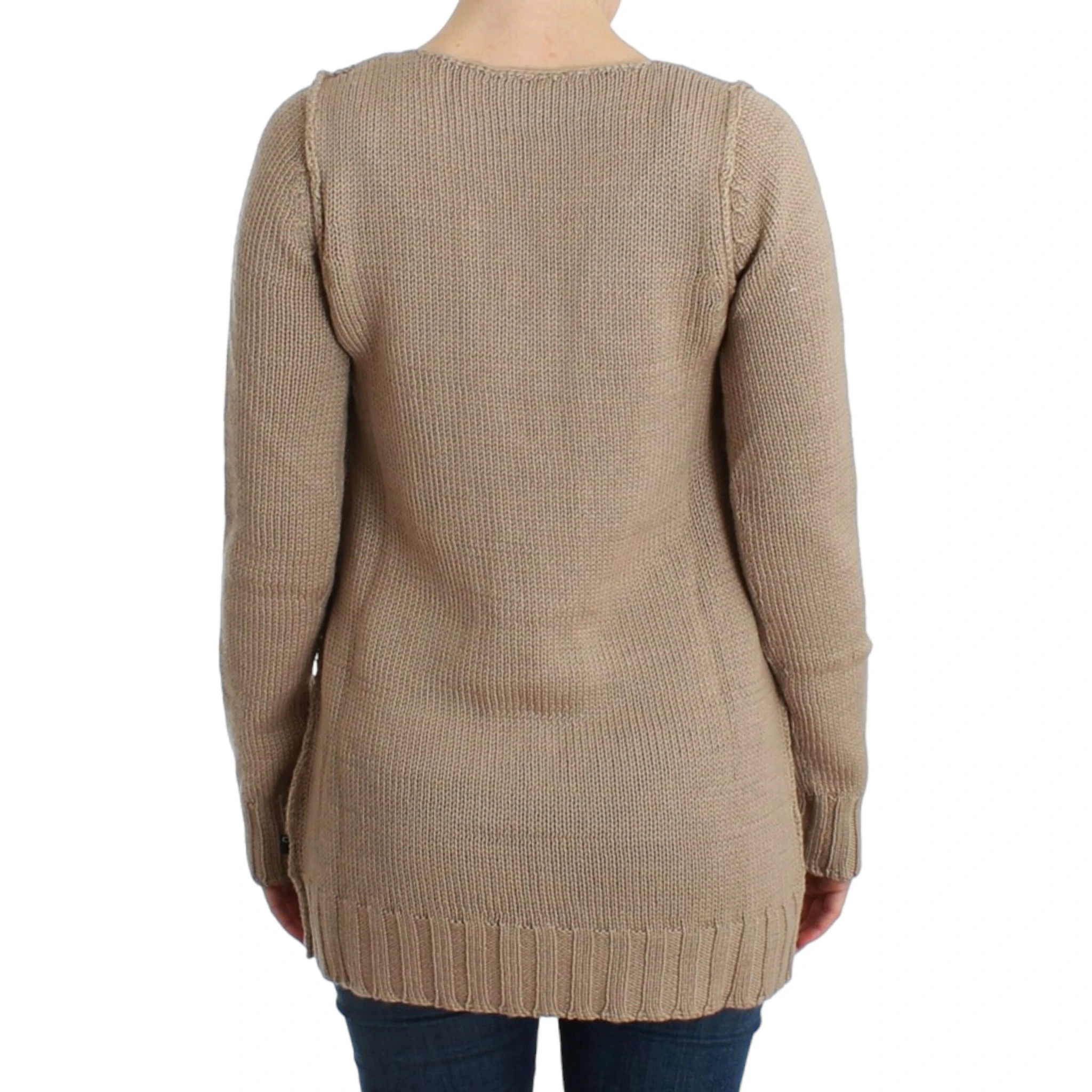 Beige knitted wool sweater