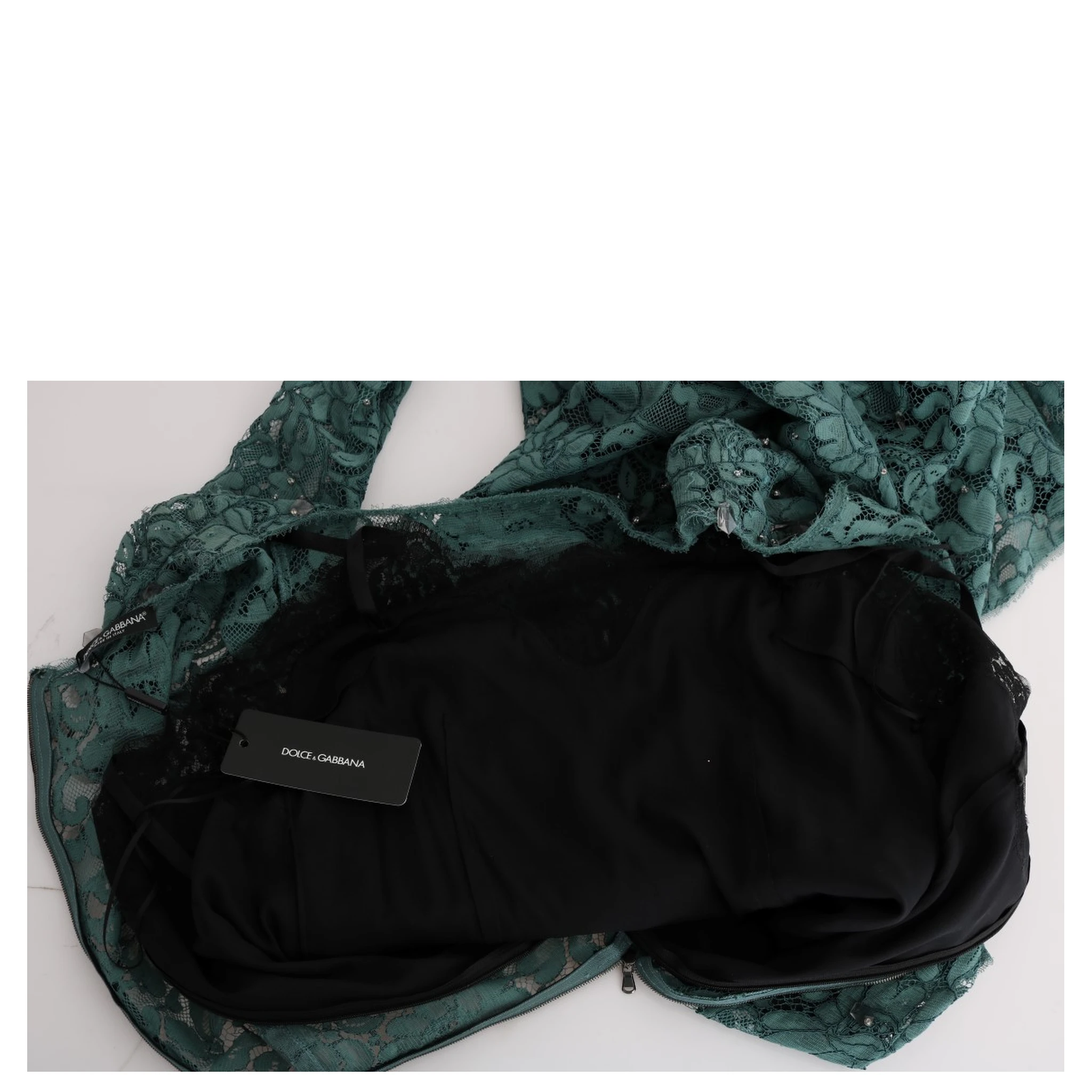 Green Floral Crystal Ricamo Sheath Dress