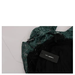 Green Floral Crystal Ricamo Sheath Dress