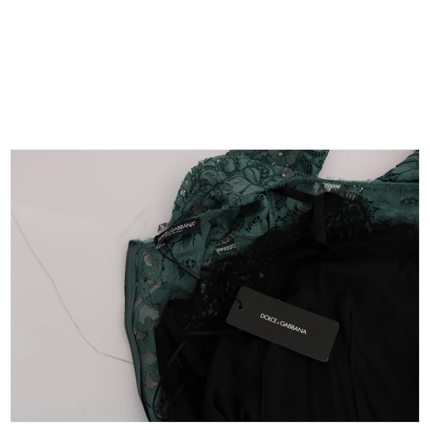 Green Floral Crystal Ricamo Sheath Dress