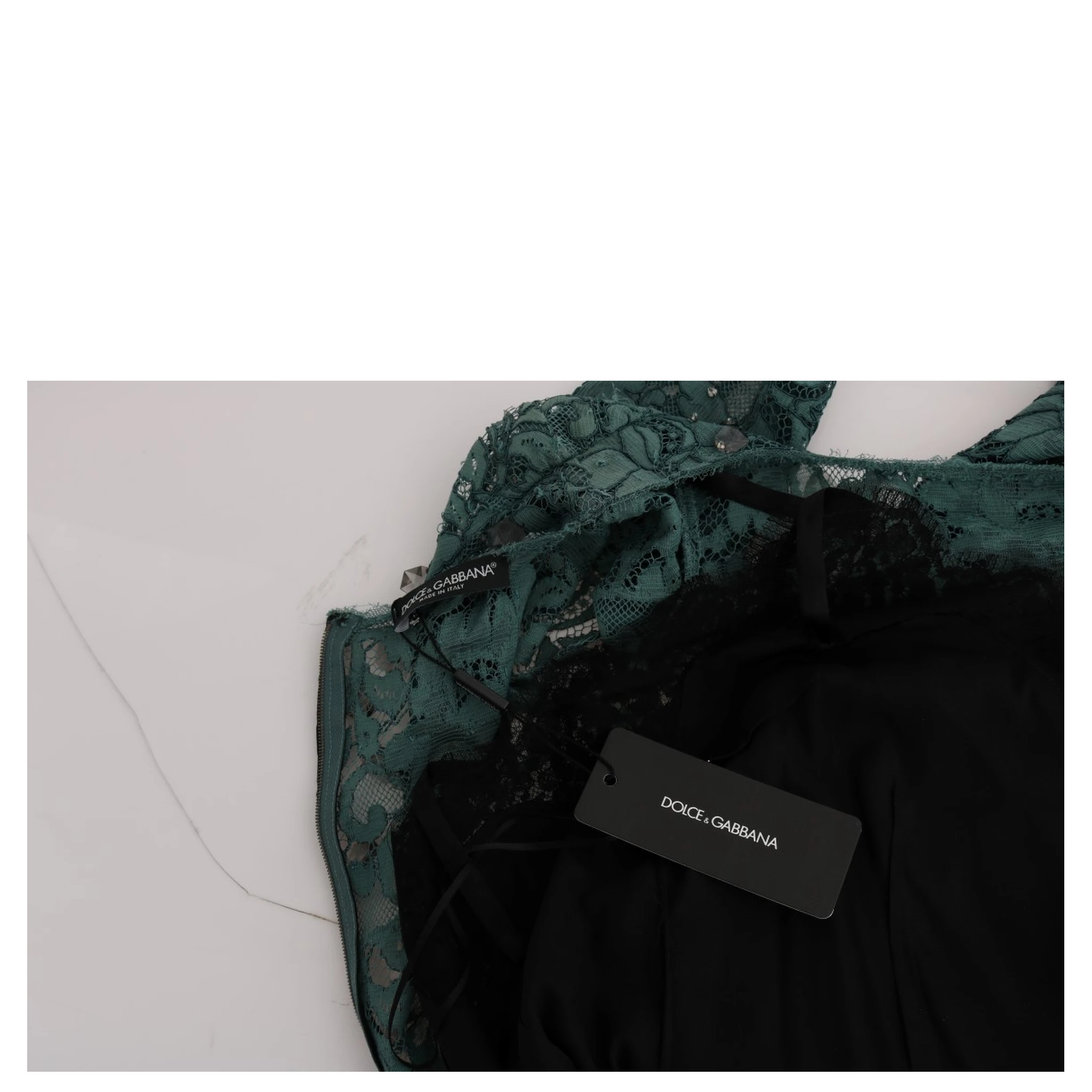 Green Floral Crystal Ricamo Sheath Dress