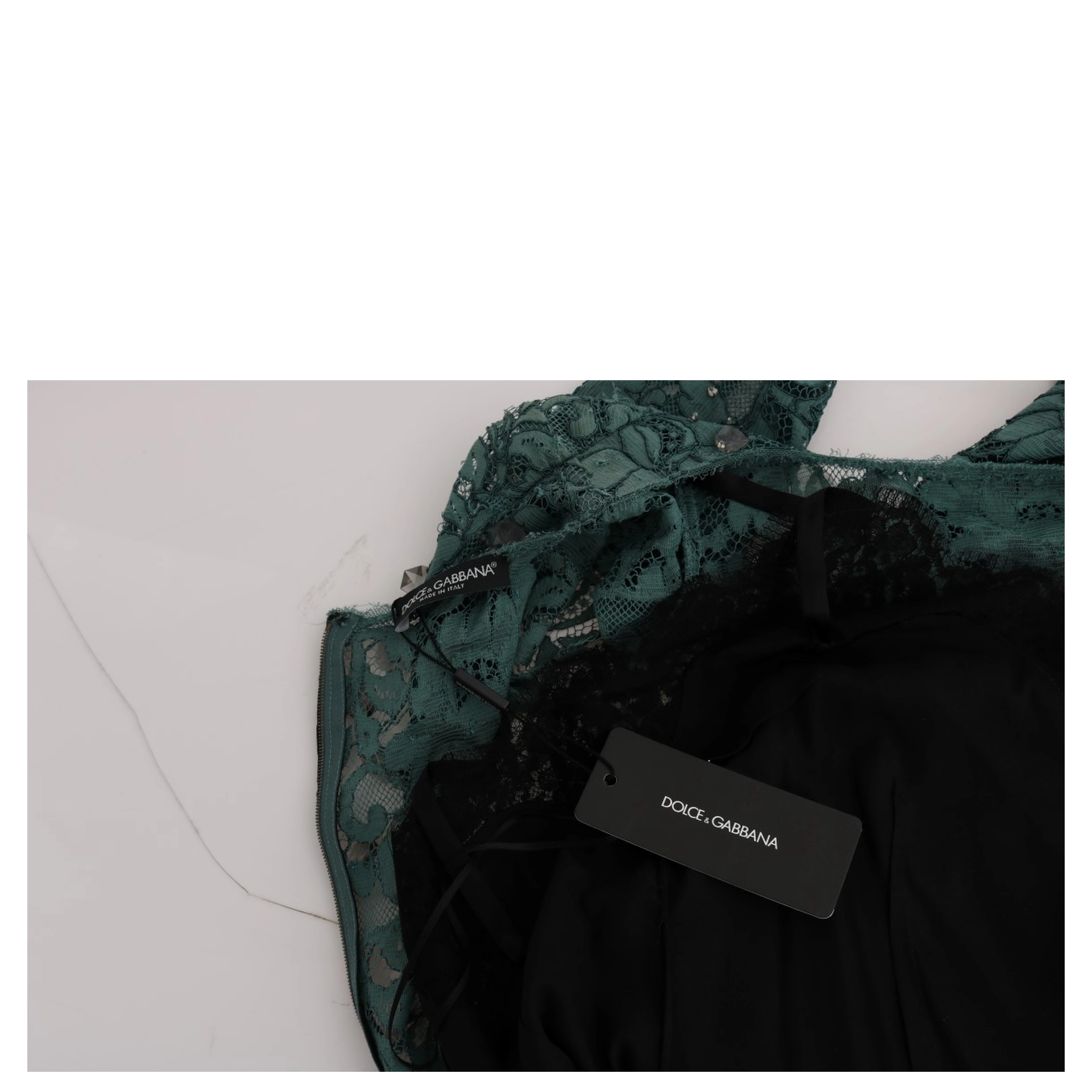 Green Floral Crystal Ricamo Sheath Dress