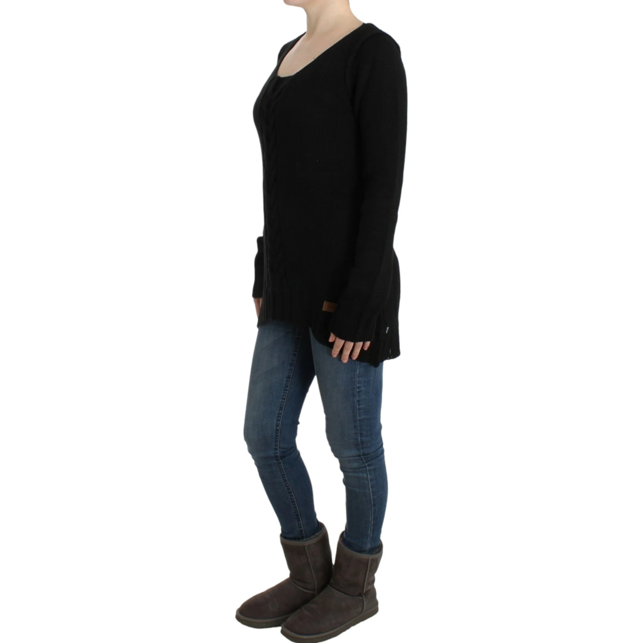 Black knitted wool sweater