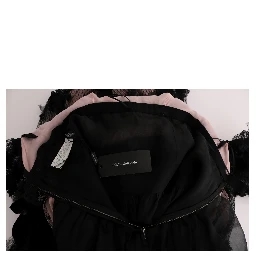 Black Pink Silk Applique Shift Dress