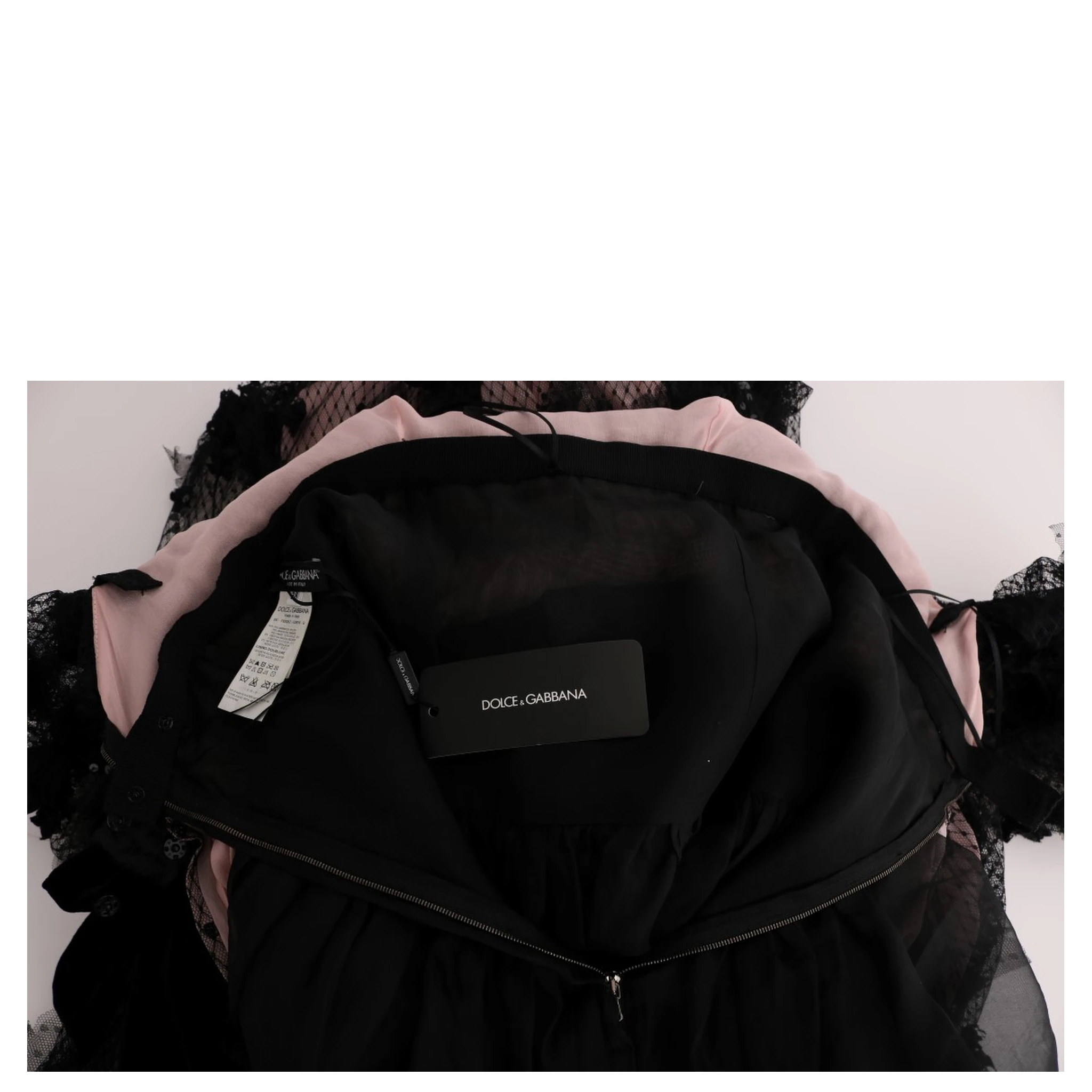 Black Pink Silk Applique Shift Dress