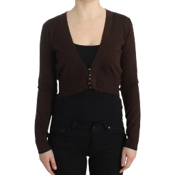 Brown cropped wool cardigan