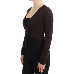 Brown cropped wool cardigan