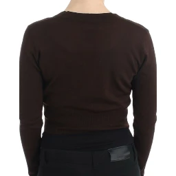 Brown cropped wool cardigan