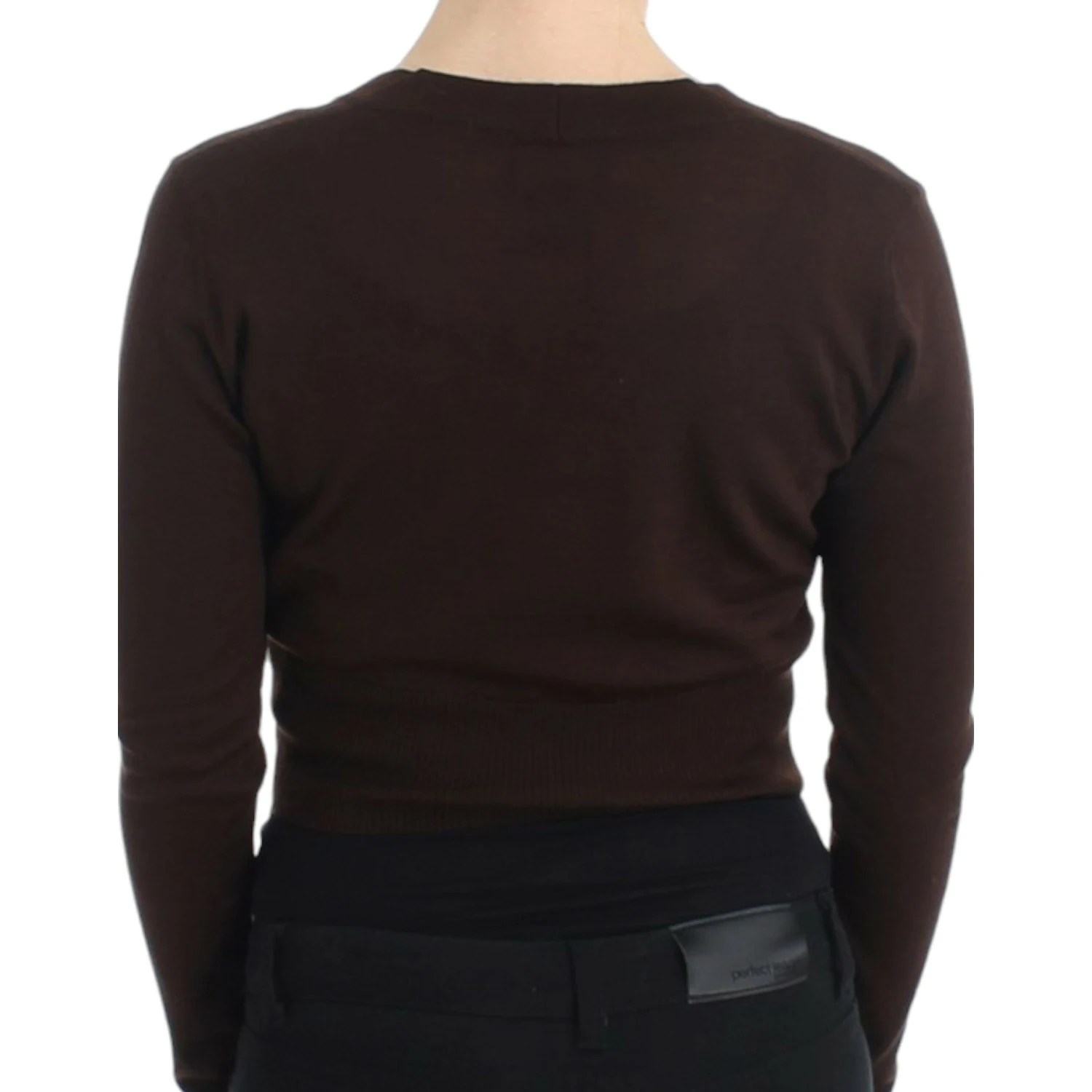 Brown cropped wool cardigan