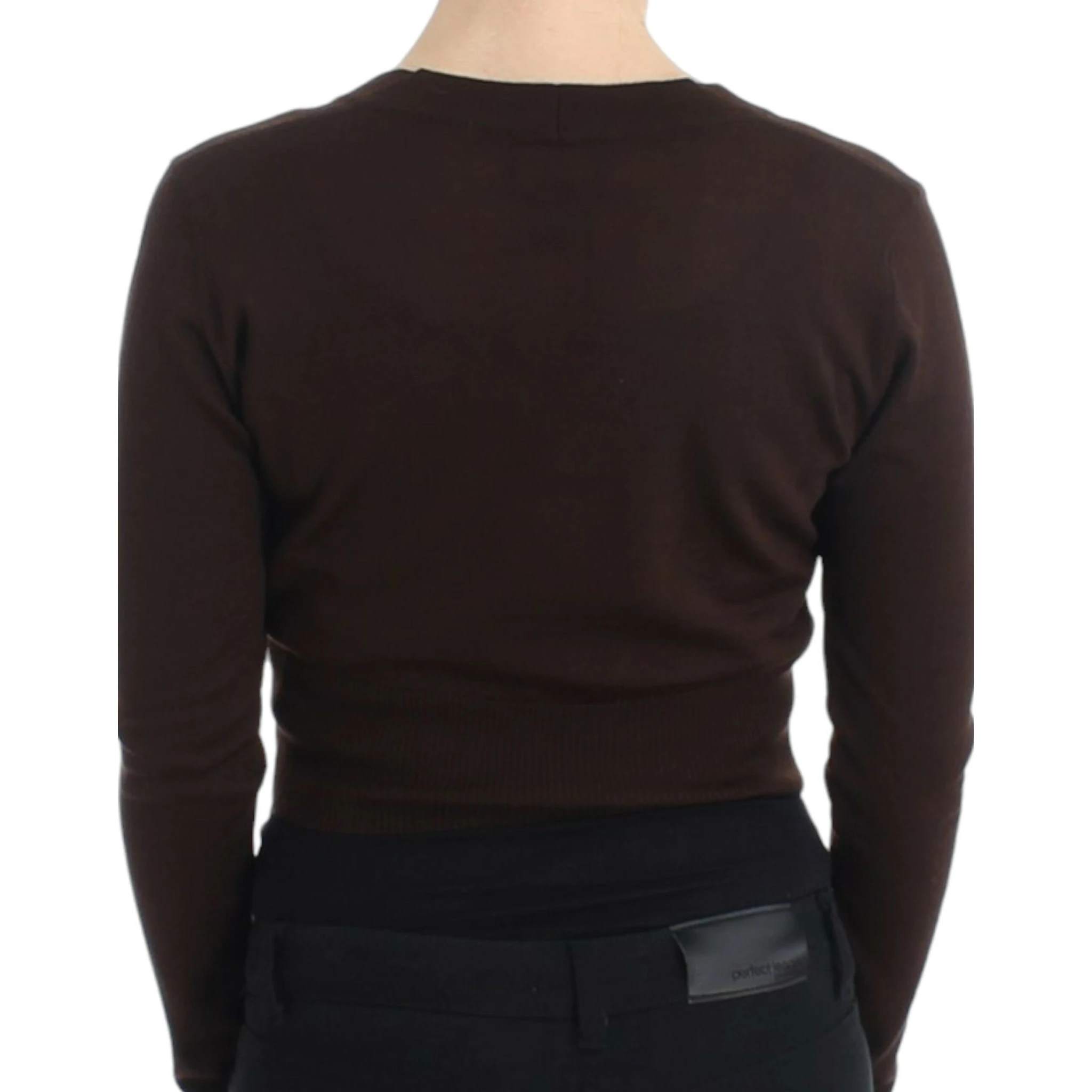 Brown cropped wool cardigan