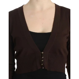 Brown cropped wool cardigan