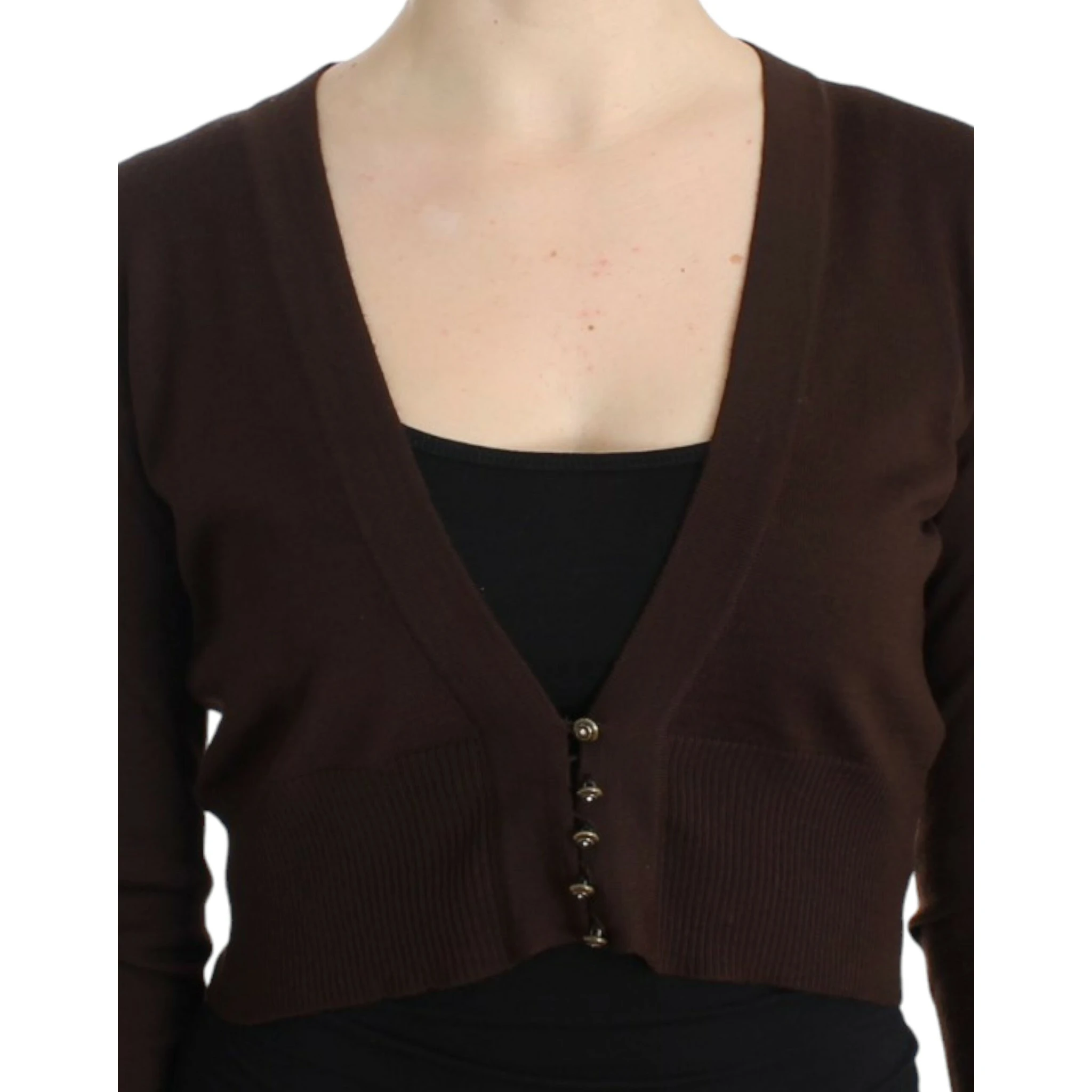 Brown cropped wool cardigan