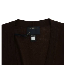 Brown cropped wool cardigan