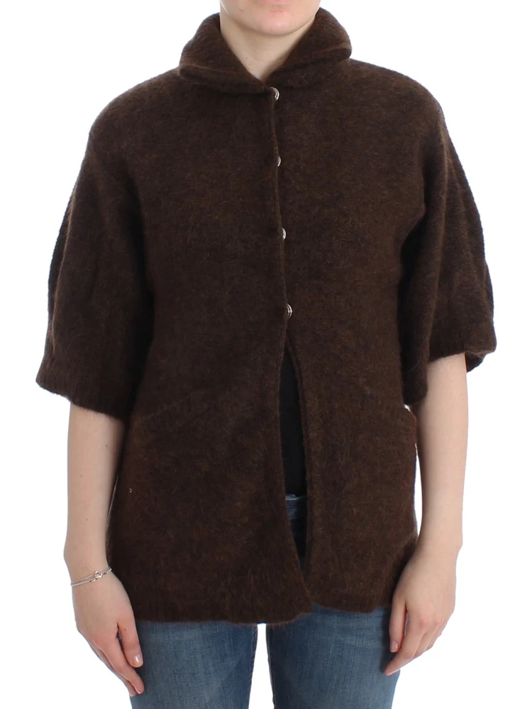 Brown mohair knitted cardigan