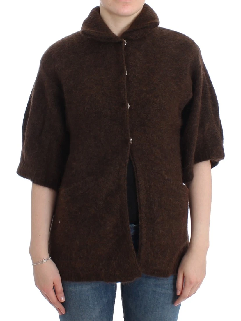 Brown mohair knitted cardigan