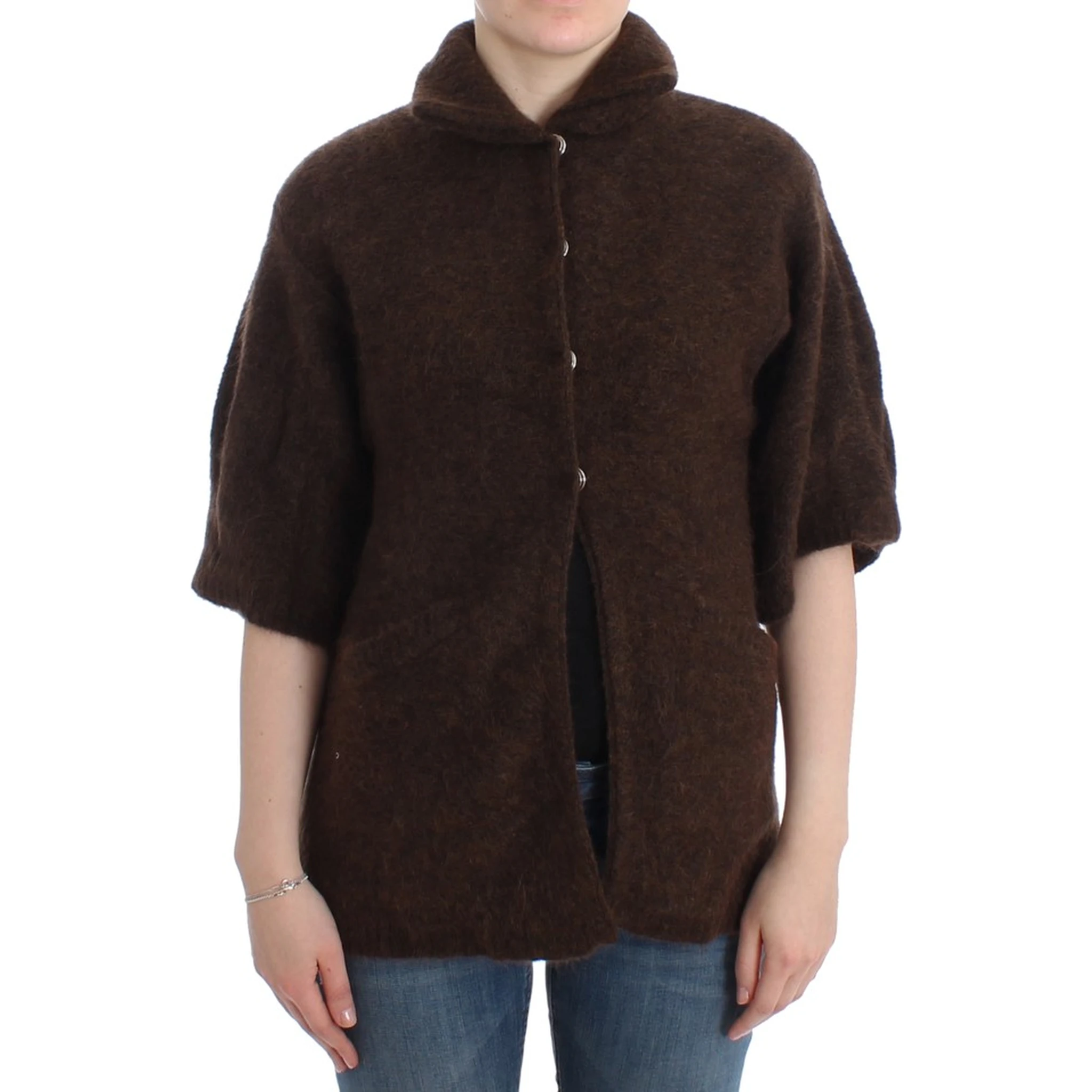 Brown mohair knitted cardigan