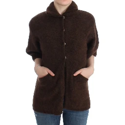 Brown mohair knitted cardigan