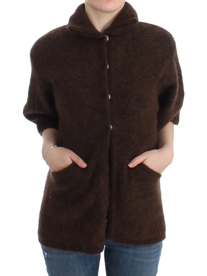 Brown mohair knitted cardigan