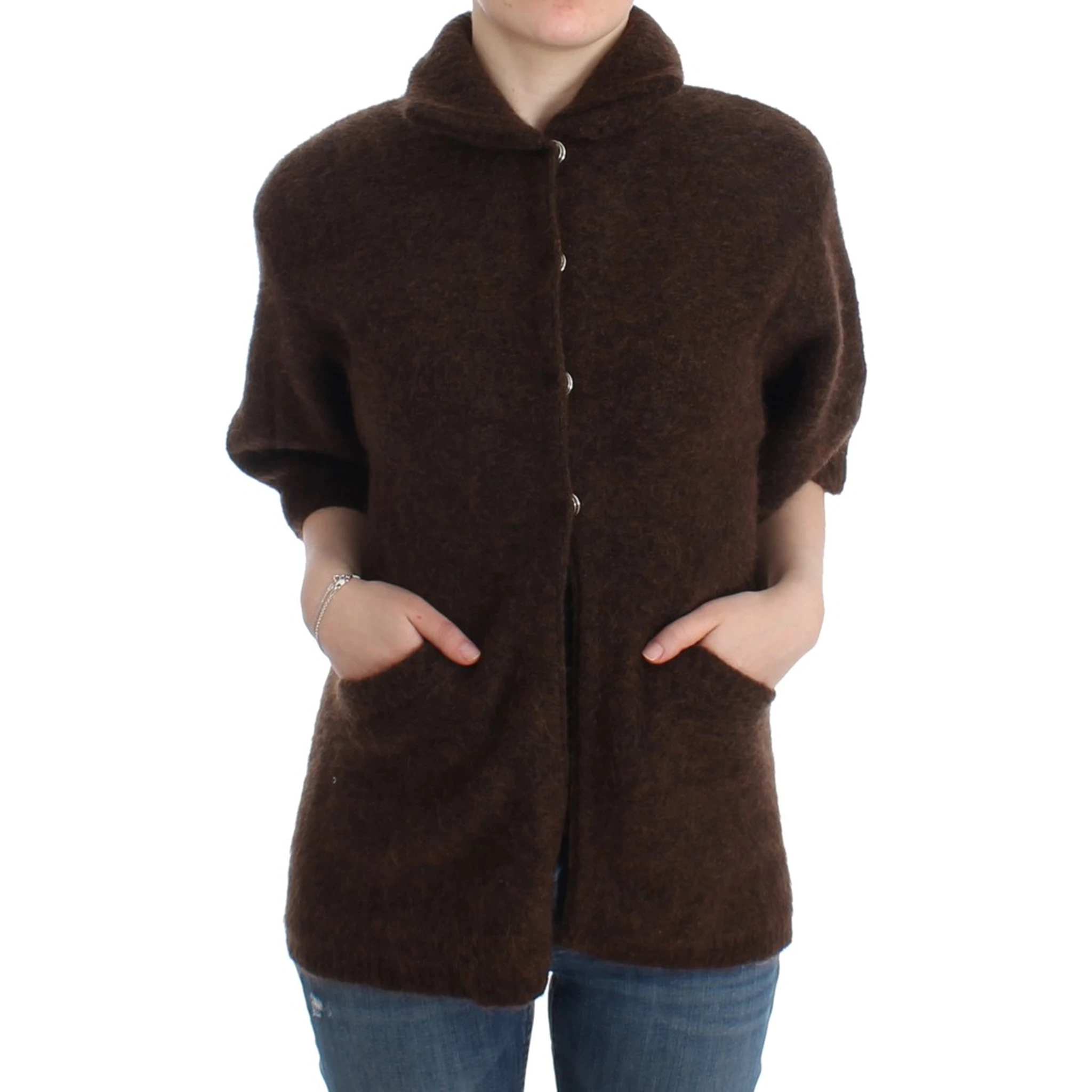 Brown mohair knitted cardigan