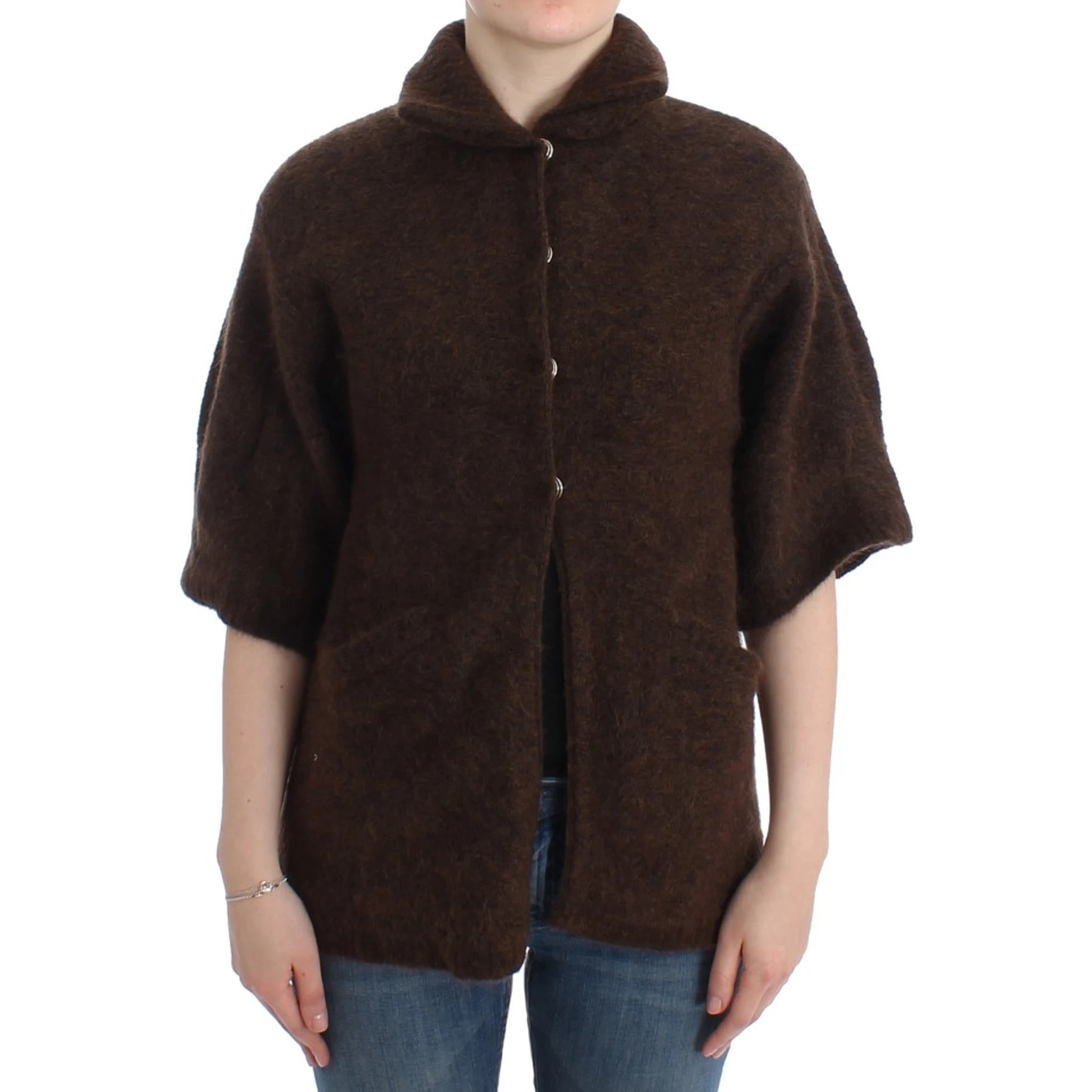 Brown mohair knitted cardigan