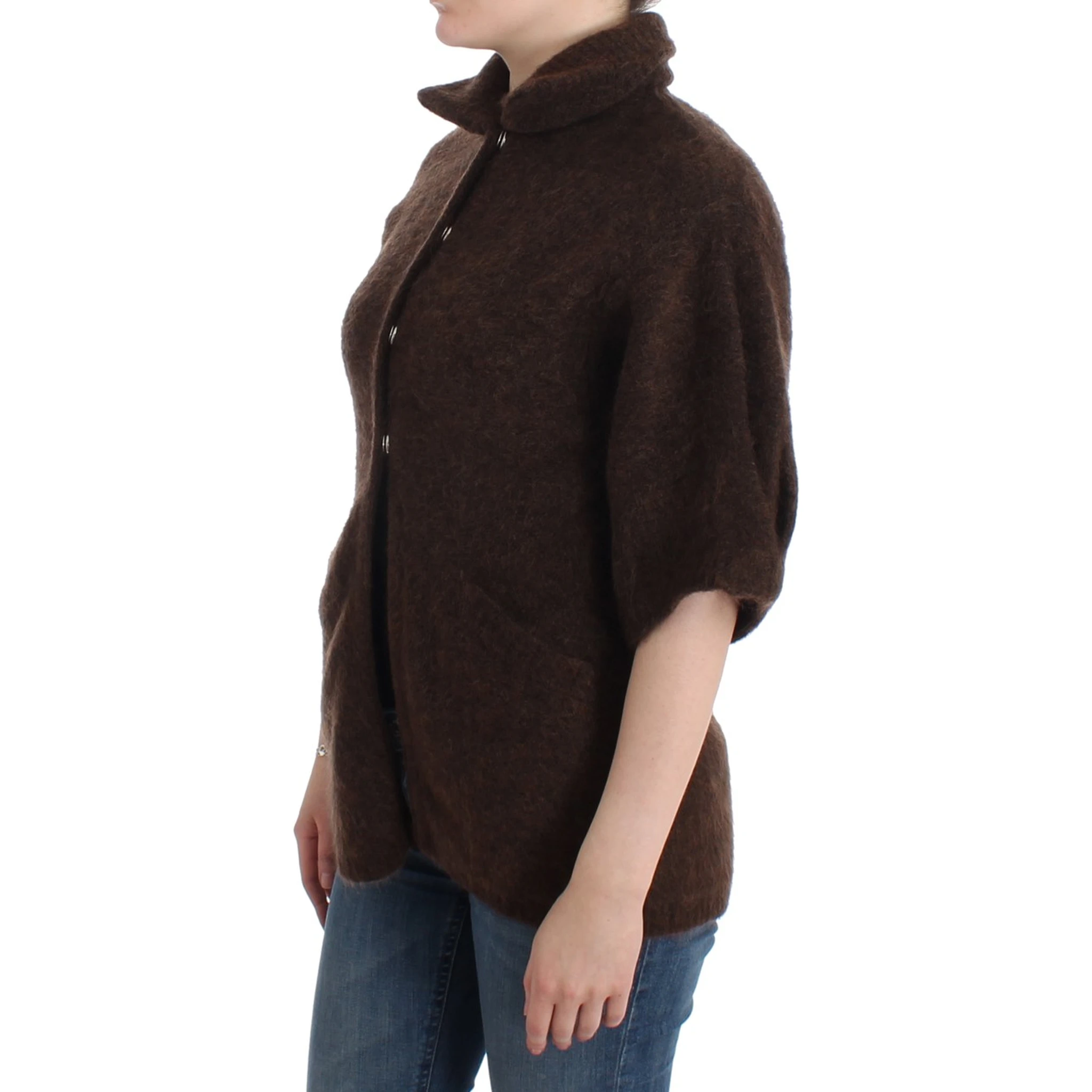 Brown mohair knitted cardigan
