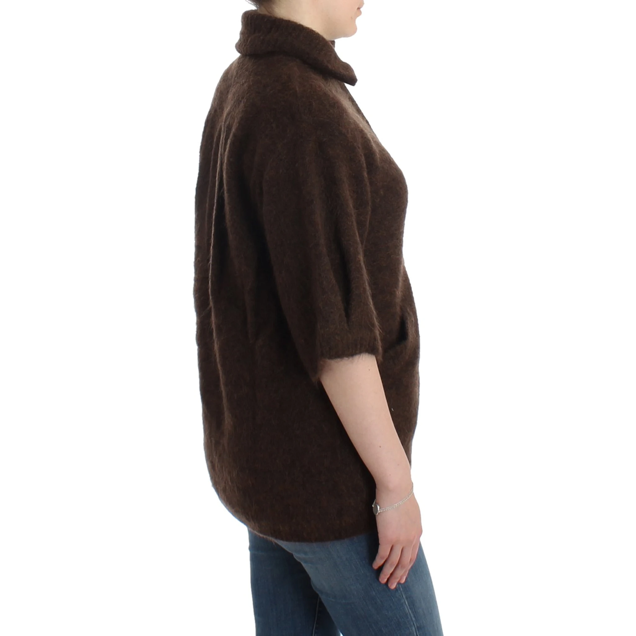 Brown mohair knitted cardigan