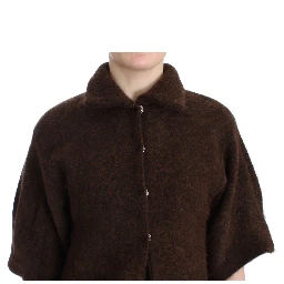Brown mohair knitted cardigan