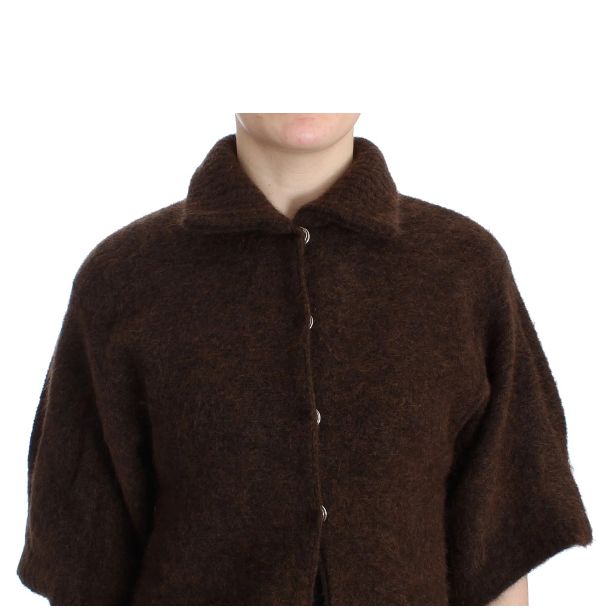 Brown mohair knitted cardigan