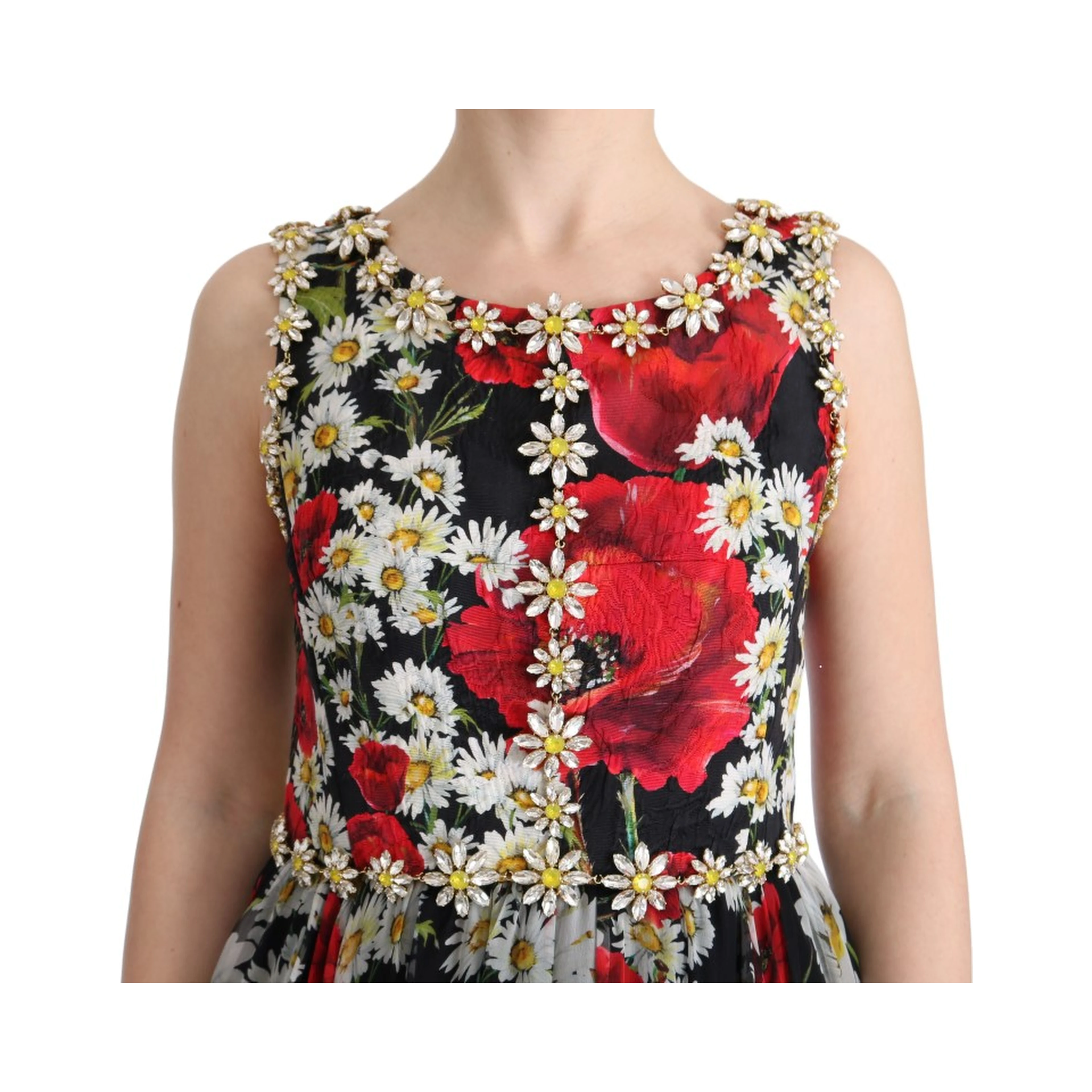 Multicolor Silk Floral Crystal Long Maxi Dress