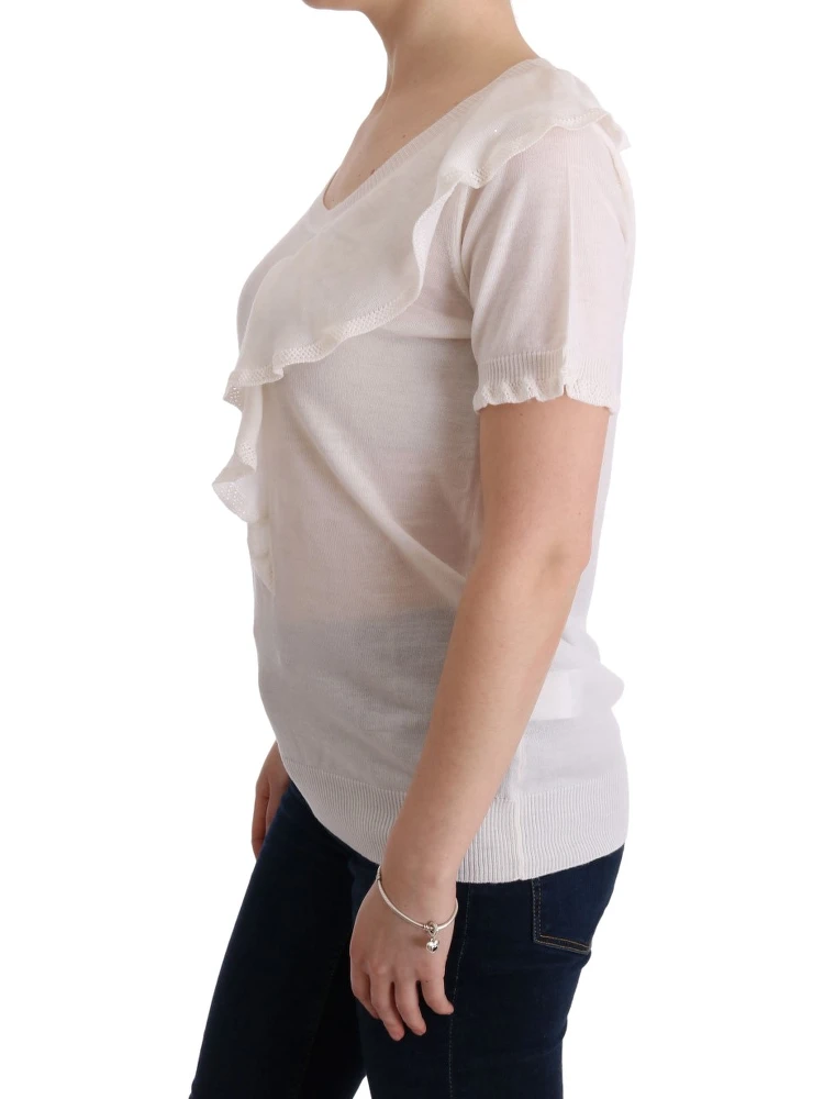 White 100% Lana Wool Top Blouse T-shirt alternative