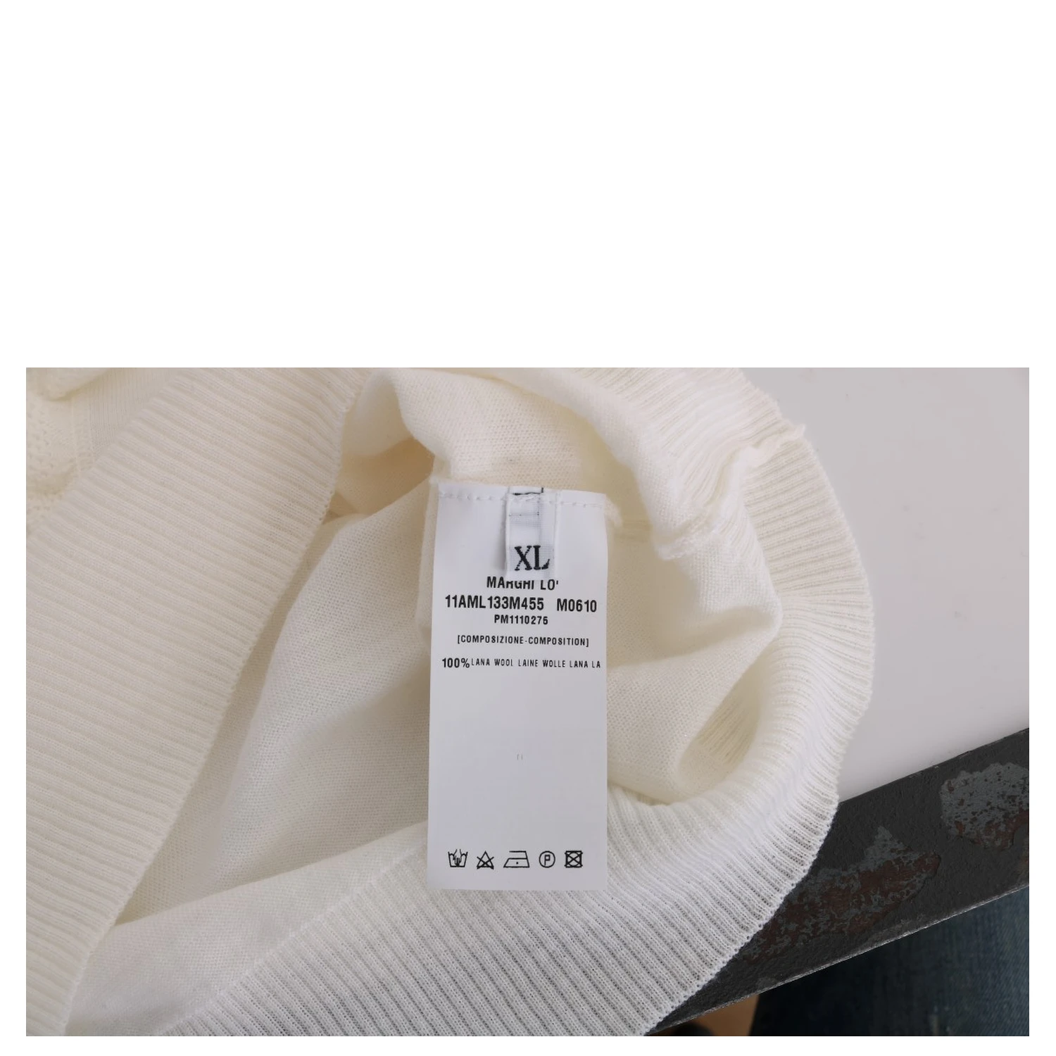 White 100% Lana Wool Top Blouse T-shirt