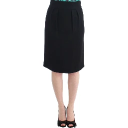 Black wool pencil skirt