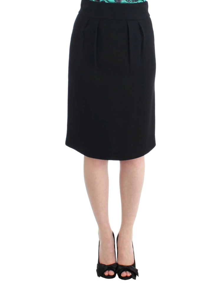 Black wool pencil skirt