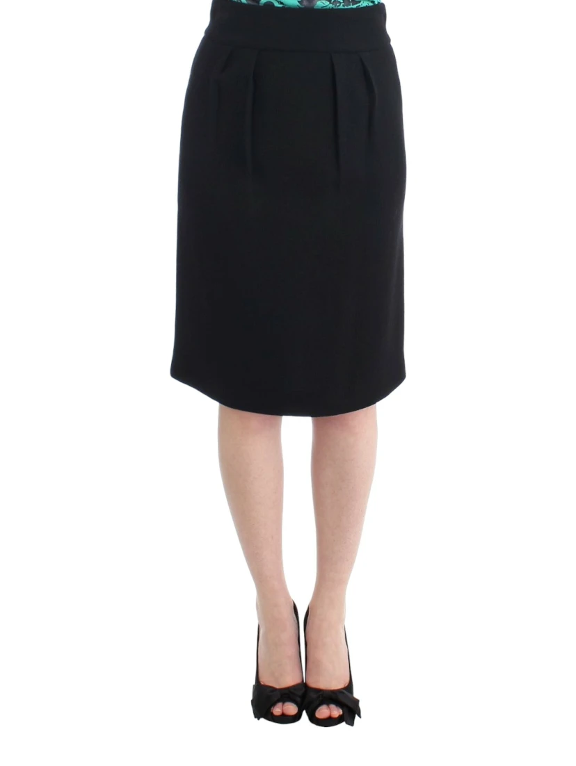 Black wool pencil skirt